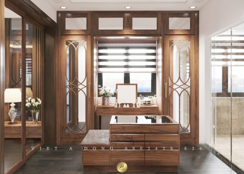 Bàn phấn gỗ óc chó BTD-07